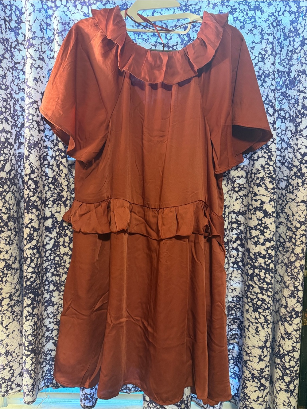 Old Navy Rust-Tone Ruffle Midi Dress - Picture 2 of 3